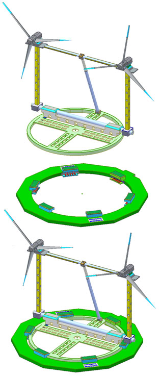 A series of three images showing the various stages of a wind turbine.